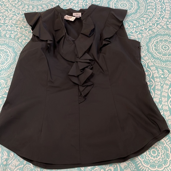 Worthington Stretch Sleeveless Women’s Black Ruffled Blouse XL - Picture 4 of 9